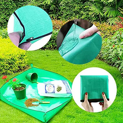 BIUWING 2PCS 26.8" x 26.8" Plant Repotting Mat Waterproof Transplanting Mat Indoor Succulent Potting Mat Portable Gardening Soil Changing and Watering mat Square and Foldable Garden mat