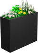 NUWJBYE Tall Metal Planter Box, 30" L x 10" W x 24" H Large Outdoor Planters with Drainage & Adjustable Shelf, Heavy Duty Steel Rectangular Planter for Patio, Balcony, Indoor(Black)