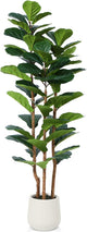 OAKRED Artificial Fiddle Leaf Fig Tree with White Planter,5ft Tall Fake Tree with Natural Wood Trunk for Home Decor, Faux Ficus Tree Fake Moss for Indoor Office Living Room