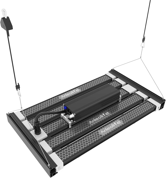 A ANLEOLIFE Stretchable LED Grow Lights with Samsung LM301H EVO Diodes 300W Full Spectrum Dimmable 3x4ft Coverage Bar Style Growing Lamp for Indoor/Tent Plants