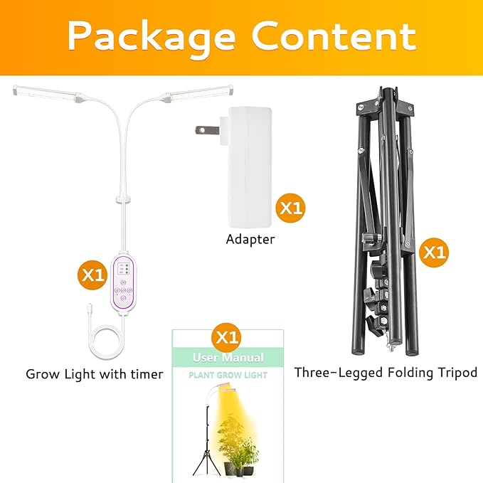 Secefeao Grow Lights for Indoor Plants Full Spectrum, LED Plant Light with Stand, Adjustable Height, Plant Grow Lights with Auto 4/8/12/H Timer for Indoor Tall Plants(210 LEDs-White)