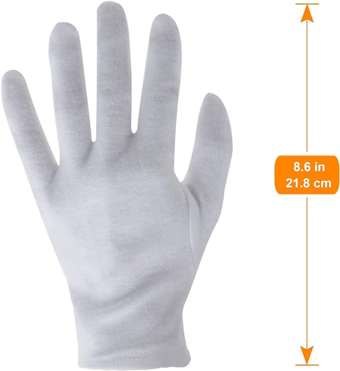3 Pairs White Cotton Gloves for Dry Hands Eczema SPA Moisturizing - Work Glove Liners for Serving Costume Inspection