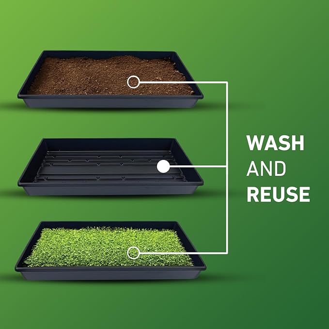 Yield Lab 10x20 Inch Black Plastic 5 Pack Plant Propagation Tray – Growing Trays for Garden, Planting, Seedling, Soil & Hydroponic Horticulture - Microgreen Trays Grow Plants - No Drain Holes