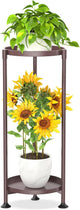 KMOTASUO 2 Tier Plant Stand Indoor for Large Tall Heavy Duty Planter, Multiple Sturdy Metal Flower Corner Rack for Narrow House Floor, Iron Vertical Level Round Orchi Holder Organizer, Bronze