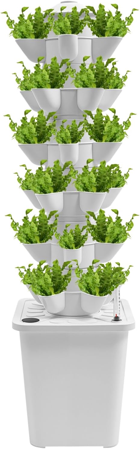 Hydroponic Growing System, 30-Plant Vegetable Planter Tower Outdoor Indoor Garden Vertical Planter Germination Kit with Water Pump & Intelligent Water Circulation for Gardening Lover