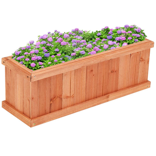 Giantex Raised Garden Bed Flower or Vegetable Planter Window Mounted Plant Box for Garden, Yard Wood Box for Planting (28"x10"x10")
