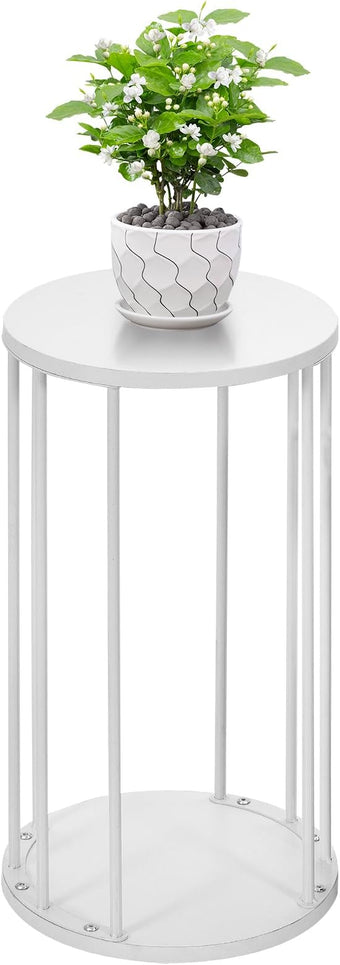 Leinade Plant Stand Indoor,small plant stool,Flower Pot Corner stand holder,Mid Century Heavy Duty Metal Tall Home Decor,Modern Round End Table,Small Rustic Display Stand for Living Room,Bedroom(White,21In)