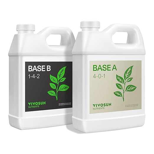 VIVOSUN Liquid Nutrients Base A & B Bundle, Grow Big Hydroponic Fertilizer, Supports Vegetative and Flowering Stages for Outdoor, Indoor Plants, Best Plant Food, Set of Quarts