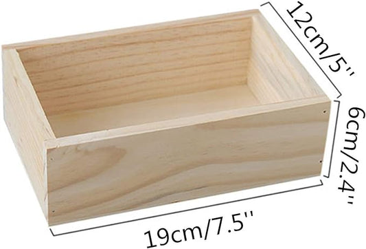 2 Pcs 7.5" × 5" × 2.4" Natural Wooden Succulent Planter Plant Container Box Window Boxes Rectangular Flower Pot Storage Box for Indoor Outdoor Home Venue Decor