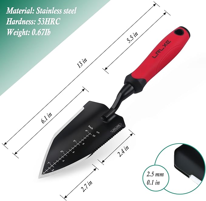 Garden Shovel-Heavy Duty Gardening Hand Trowel, Stainless Steel Garden Trowel with Rubberized Handle, Garden Tool for Soil Planting Digging Transplanting(Hand Trowel)