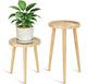 AZADESJET Plant Stand Indoor 2 Pack, Mid Century Wood Indoor Plant Stands, Tall Plant Holder for Flower Pot, Modern Plant Table Round Side End Table With Raised Design, Natural, 11.7"x18.8" & 11.7"x13"