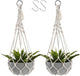 Artilady Macrame Plant Hanger Large Hanging Planter for Indoor Plants Holder White Cotton Rope Hanging Plant Basket Handmade Outdoor Window Boho Plant Wall Decor (White Macrame)