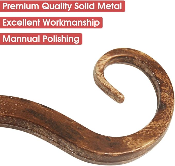 Jardim 2 Pack 6 Inch Premium Decorative Metal Iron Wall Hook, Indoor Outdoor Plant Hanger, Rustic Hanging Gardening Bracket Hook, for Planters, Bird Feeders, Lanterns, Wind Chimes (Coffee)