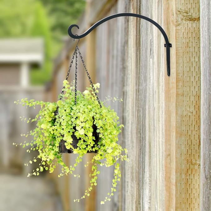 AJART Hanging Plant Hanger Outdoor - 12-inch Black Bird Feeder Wall Hooks - Plant Hooks for Hanging Flower Baskets on Garden, Balcony, Fence - Best Choice for Home Garden Enthusiasts