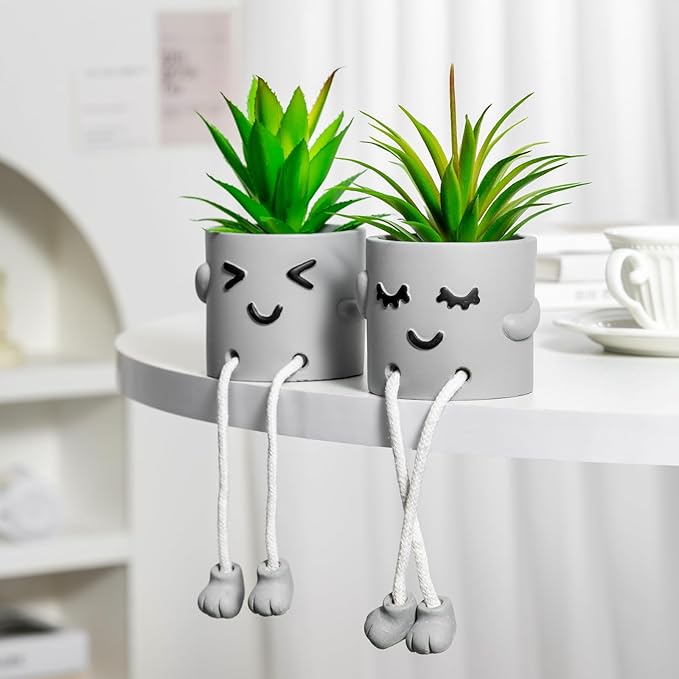 skycoo 3Pack Fake Plants in Cute Pots, Indoor Faux Plants Decorations Lifelike with Artificial Flowers for Office Bathroom Bedroom Living Room Kitchen Home Farmhouse Shelf Decor G1