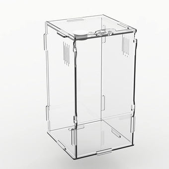 BETAZOOER Acrylic Mini Reptile Tank Habitat Transparent Terrariums with Locking Latch Suitable for Tarantula Isopod Roach Invertebrates (8''x6''x14'')