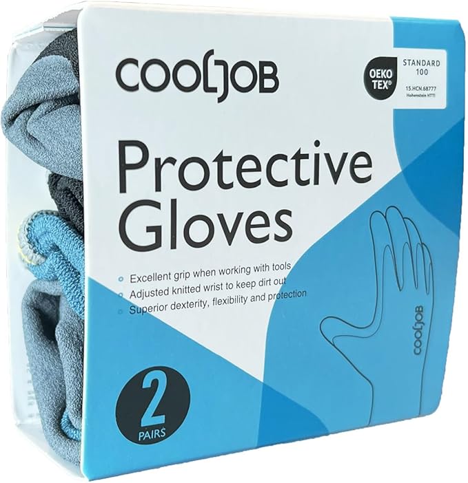 COOLJOB 2 Pairs Micro-Foam Nitrile Safety Work Garden Gloves with Touchscreen Fingers, Lightweight Working for Men’s Sweaty Hands, Non-slip Coated Grip Fits Most Tasks, Large, Blue & Black