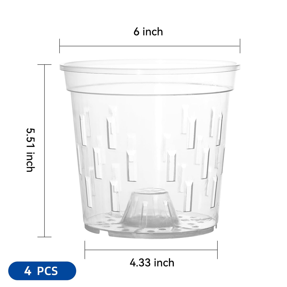 TRUEDAYS Orchid Pot, 4 Pack 6 Inch Plant Pot with Drainage
