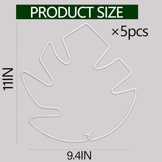 5PCS Monstera Plant Stem Support White - 11x9.4 inches, Durable Adjustable Leaf Supports for Indoor Plants, Fishbone Cactus Stake Holder for Garden Stability