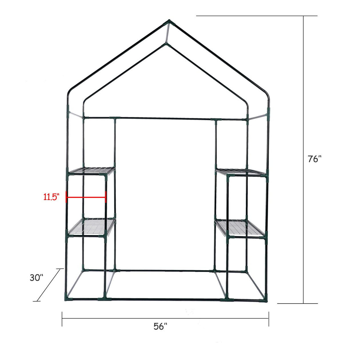 56x30x76 Portable Walk-in Greenhouse for Outdoors, Plant House with Shelves