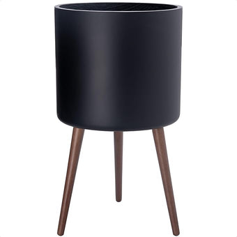 D'vine Dev 16 Inch Planter Pot with Stand, Mid-Century Tall Plant Pot with Legs for Indoor Plants, XX-Large, Black, 88-O-E-2