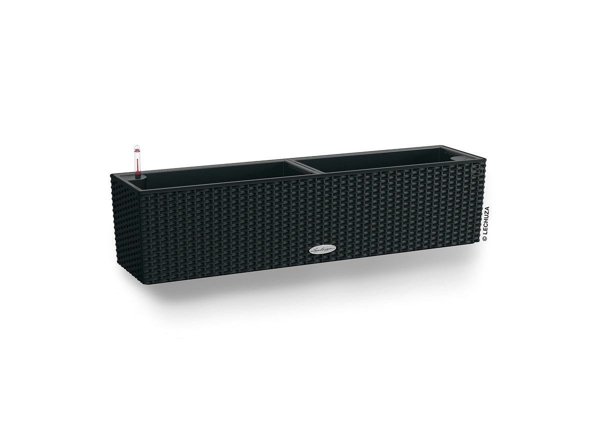 LECHUZA 15619 Balconera Cottage 80 Self-Watering Planter, Graphite Black
