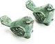 Sungmor Cast Iron Desktop Ornament - Graceful Hollow-Carved Birds Sculpture Home Decoration - Decorative & Lovely Animal Figurine Indoor Outdoor Statues - 2PC Pack & Green Color