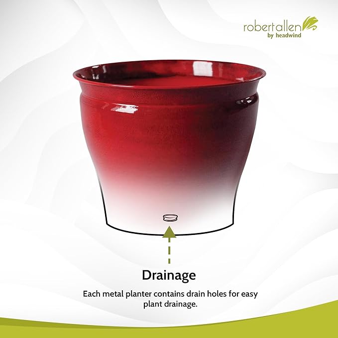 Headwind Glazed Ironstone Avery Collection Decorative Plant Pot – 14" Autumn Blaze Red Glazed Decorative Pot – Lightweight & Durable Flower Pots for Indoor Plants - Outdoor Planter by Robert Allen