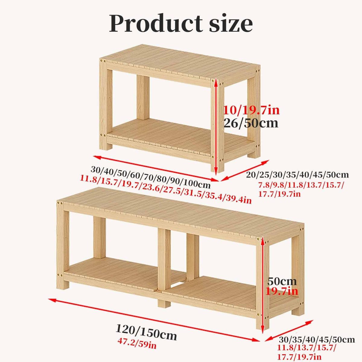 FORRTY Solid Wood Aquarium Stand – Heavy Duty Wooden Fish Tank Stand With 2-Tier Storage | Natural Pine Reptile Tank Table | Indoor Plant Rack | Printer Table | Multi-Purpose Shelf | 30–150cm Width(Wo