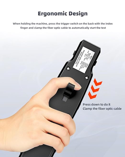 Buacoz Fiber Optic Identifier with Optical Power Meter Red Light Source, 5-in-1 All-in-One Tester for Single-Mode Multi-Mode, Fiber Direction Detector with Clamp, Battery-Powered -50-26dBm