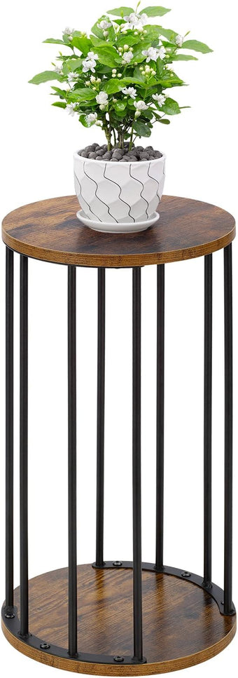 Leinade Plant Stand Indoor,small plant stool,Flower Pot Corner stand holder,Mid Century Heavy Duty Metal Tall Home Decor,Modern Round End Table,Small Rustic Display Stand for Living Room,Bedroom(Brown,21In)