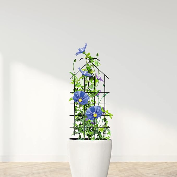 ARIFARO 24'' Metal Garden Trellis Indoor/Outdoor Sturdy Plant Trellis for Potted Plants,House Plants, Climbing Vines, Pack of 4, Black