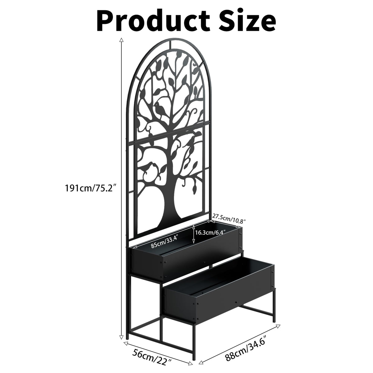 Arched Planter Box Set of 2, Outdoor Privacy Planters, Raised Garden Bed