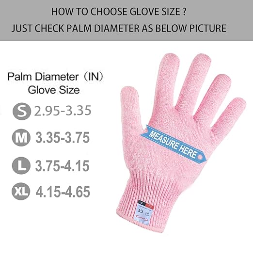 Cut Resistant Gloves, 1 Pair, Medium Pink, Food Grade, Cut Proof, Kitchen, Oyster Shucking, Fish Fillet Processing, Carving Wood, Gardening