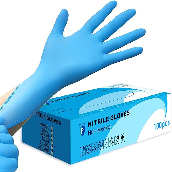 PROMEDIX P Nitrile Disposable Gloves,4mil-100 Count,Gloves Disposable Latex Free,Powder Free for Cooking,Household,Food safe