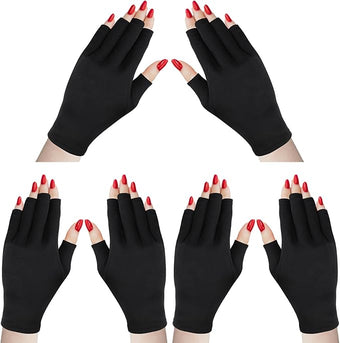 Syhood 3 Pair UV Gloves for Nail Lamp Upf50+ UV Fingerless Protection Glove for Gel Manicures Art Protect Hand from Nail Lamp