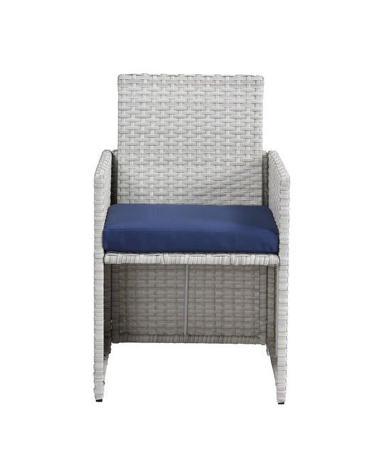 9 Piece Small Patio Dining Set, Outdoor Space Saving PE Wicker Dining Patio Furniture Conversation Set w/Glass Patio Dining Table & Cushioned Rattan Chairs for Lawn Garden Backyard (Blue) (Blue)