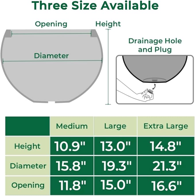 FloraFairy 21.3" D Fiberstone Extra Large Planter, 16.6" Pot Opening x 14.8" H, Spherical Flower Pot with Drainage Hole, Weather Resistance Indoor Outdoor Planters, White