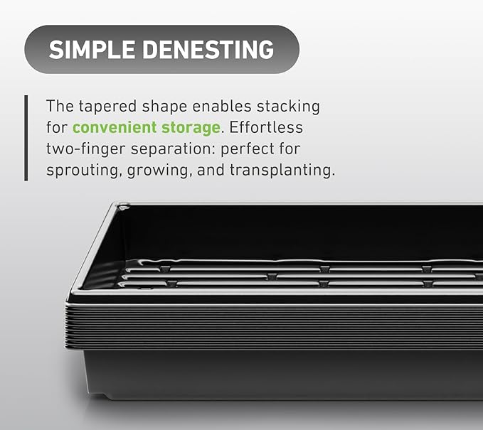 Yield Lab 10x20 Inch Black Plastic 10 Pack Plant Propagation Tray – Growing Trays for Garden, Planting, Seedling, Soil & Hydroponic Horticulture - Microgreen Trays Grow Plants - No Drain Holes