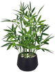 365 Blooming Decor 18-inch Tall Potted Faux Bamboo Plant (Black Pot) - Luxury Artificial Bamboo in Black Textures Pot for Home, Office, Kitchen, Counter Top, Indoor Decor, Money Tree, Lucky Tree