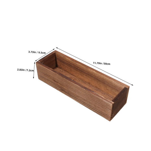 Yardwe 2 Pack Rectangle Wooden Planter Box Rustic Vintage Flower Pot
