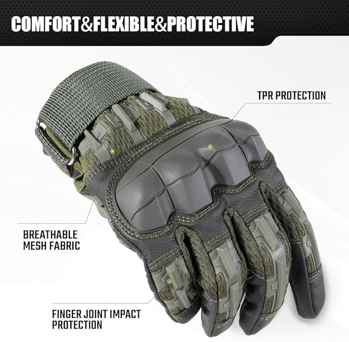 WTACTFUL Rubber Guard Tactical Gloves for Men Touchscreen Airsoft Motorcycle Hunting Outdoor