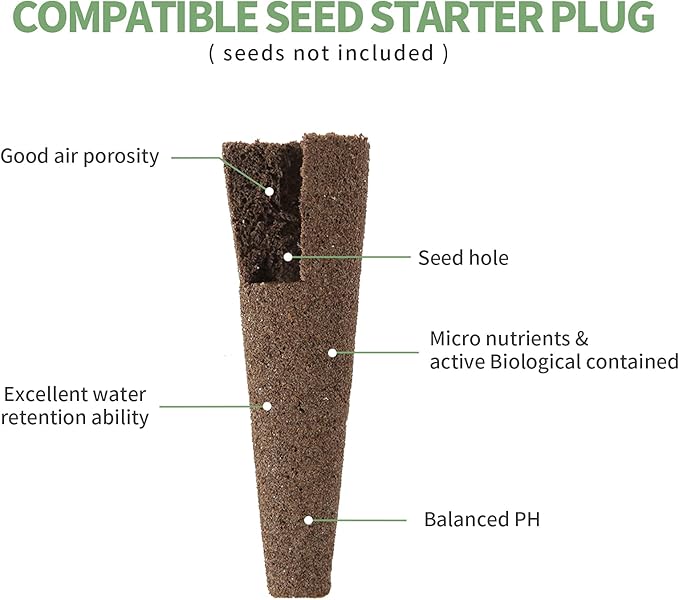 30 Pack Grow Sponges, Seed Pods Replacement Root Growth Sponges Compatible with AeroGarden, Moldy-Free, Kit with 10 Pod Labels for Hydroponic Indoor Garden System
