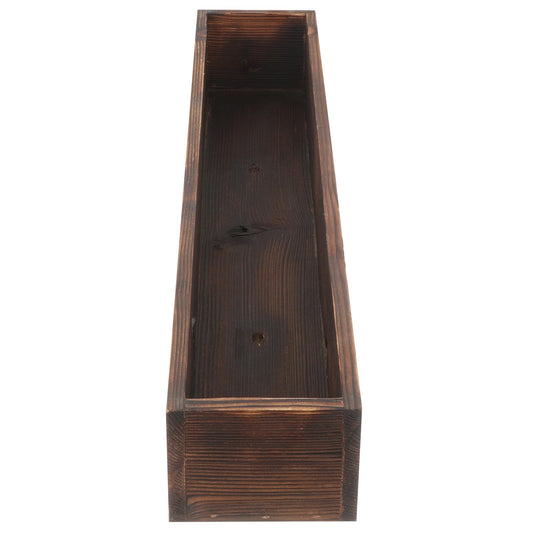 AKOOSY Carbonized Wood Planter Box with Drainage Hole, Rectangular Succulent Pot for Indoor Outdoor Balcony, Large Rustic Wooden Flower Container for Window Sill Gardening