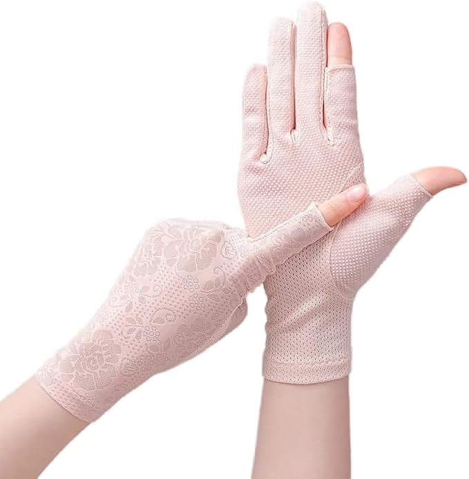 INOGIH Women Sunblock-Fingerless Gloves UV-Sun-Protection Driving Non-Slip Outdoor Gloves for Women Girls