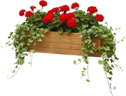 Handmade Rustic Cedar Herb Window Planter Box – Wooden Window & Railing Planter for Indoor or Outdoor Use, Made in USA (30")
