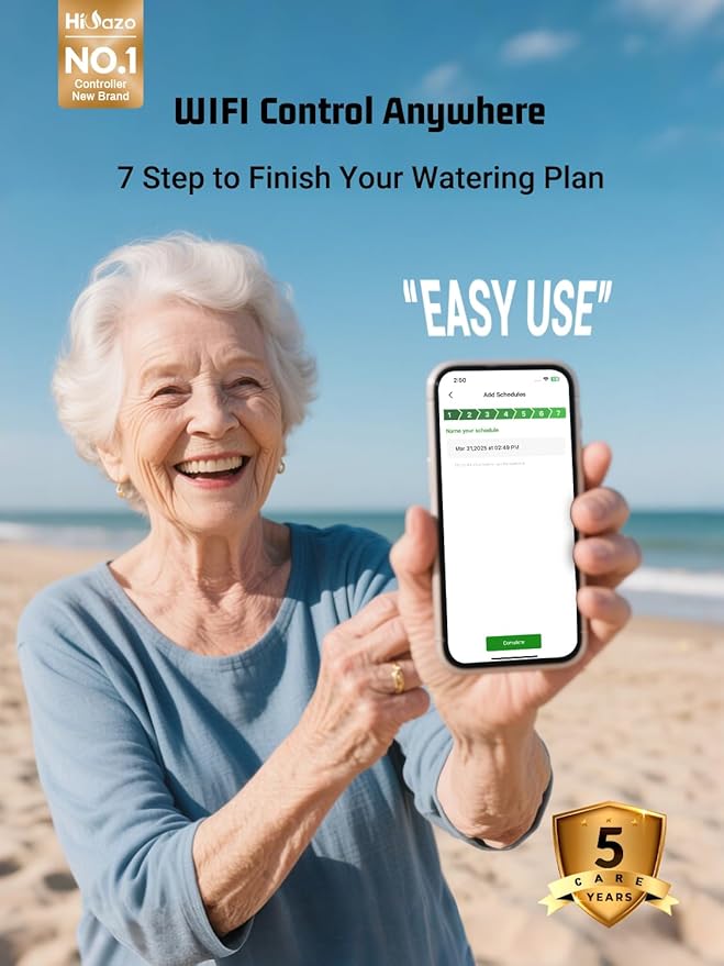 Smart Sprinklers Controller 2.4GHz WiFi, Irrigation Controller Easy Use App Enabled, 4 Zone + 16 Plans, Save Water Auto Skip Rain, Freeze & Wind, 10 Minutes Install (Deep Grey)