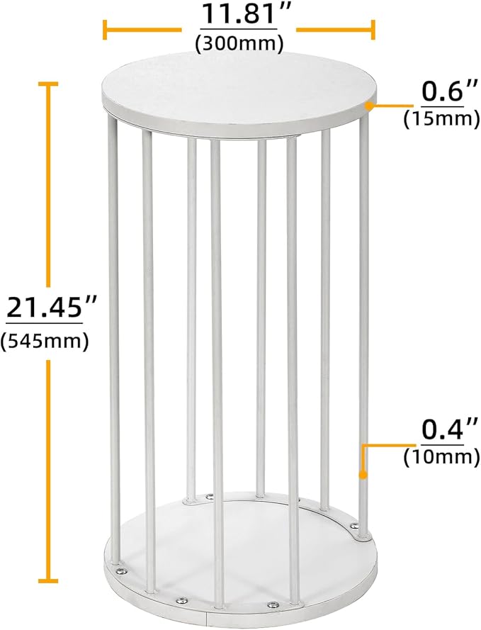 Leinade Plant Stand Indoor,small plant stool,Flower Pot Corner stand holder,Mid Century Heavy Duty Metal Tall Home Decor,Modern Round End Table,Small Rustic Display Stand for Living Room,Bedroom(White,21In)
