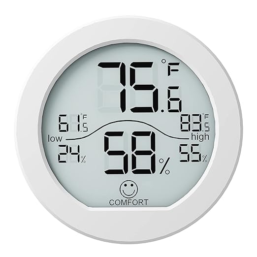 SECRUI Digital Hygrometer Thermometer for Room Temperature Humidity Meter Indoor Thermometer Accuracy Calibration LCD Temperature Sensor with Maximum and Minimum Records, TH1, White