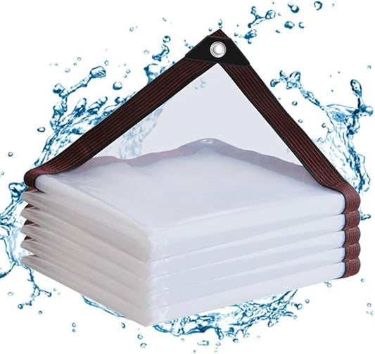 Clear Tarps with Grommets 5x6ft,Heavy Duty Waterproof Tarp Cover,Transparent PVC Vinyl Tarpaulin for Outdoor,Plant,Garden,Chicken Coop,Patio,cat Litter